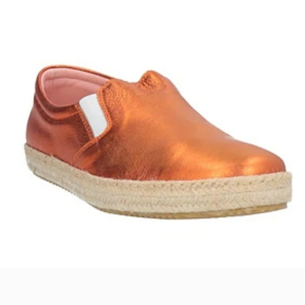 NWT Studio Pollini Espadrilles Metallic Orange Leather - Picture 2 of 12